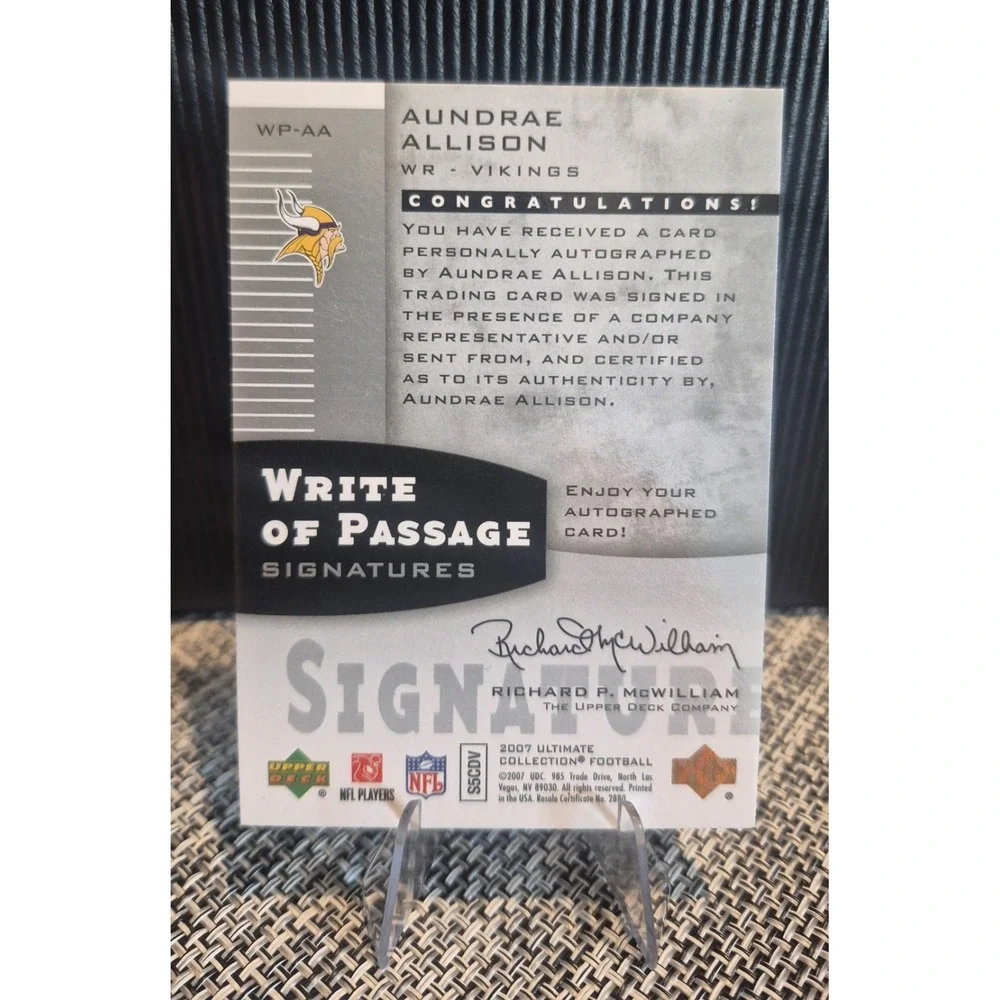2007 Ultimate Collection - Write of Passage Aundrae Allison #WP-AA (AU,‎ RC)